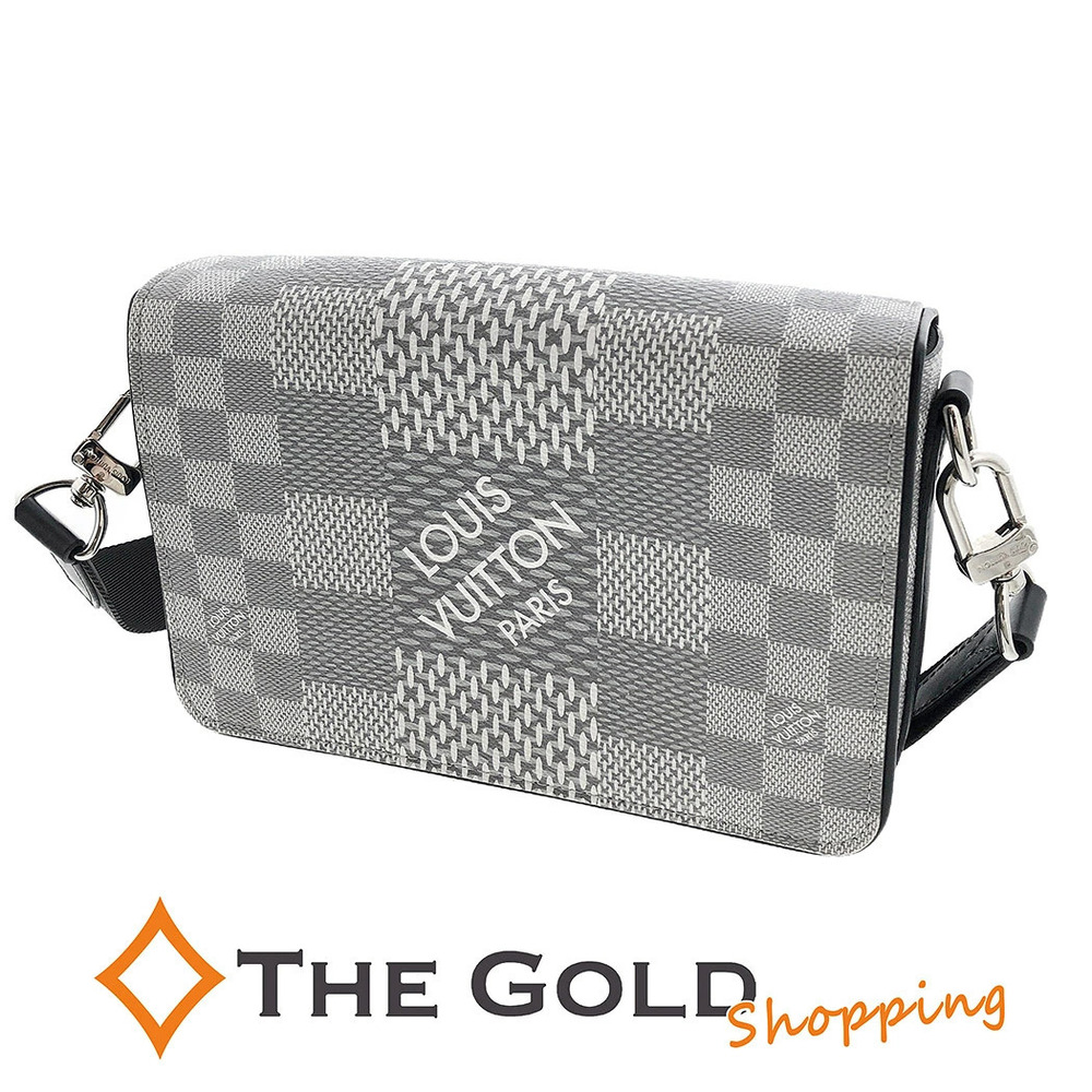 Louis Vuitton Studio Crossbody Bag Damier Canvas Leather Graphite Black Gray